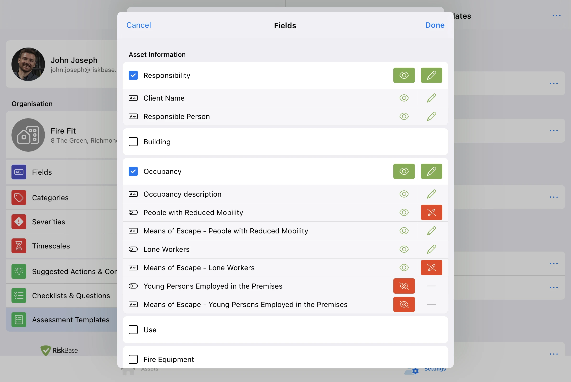 Select Fields in Assessments